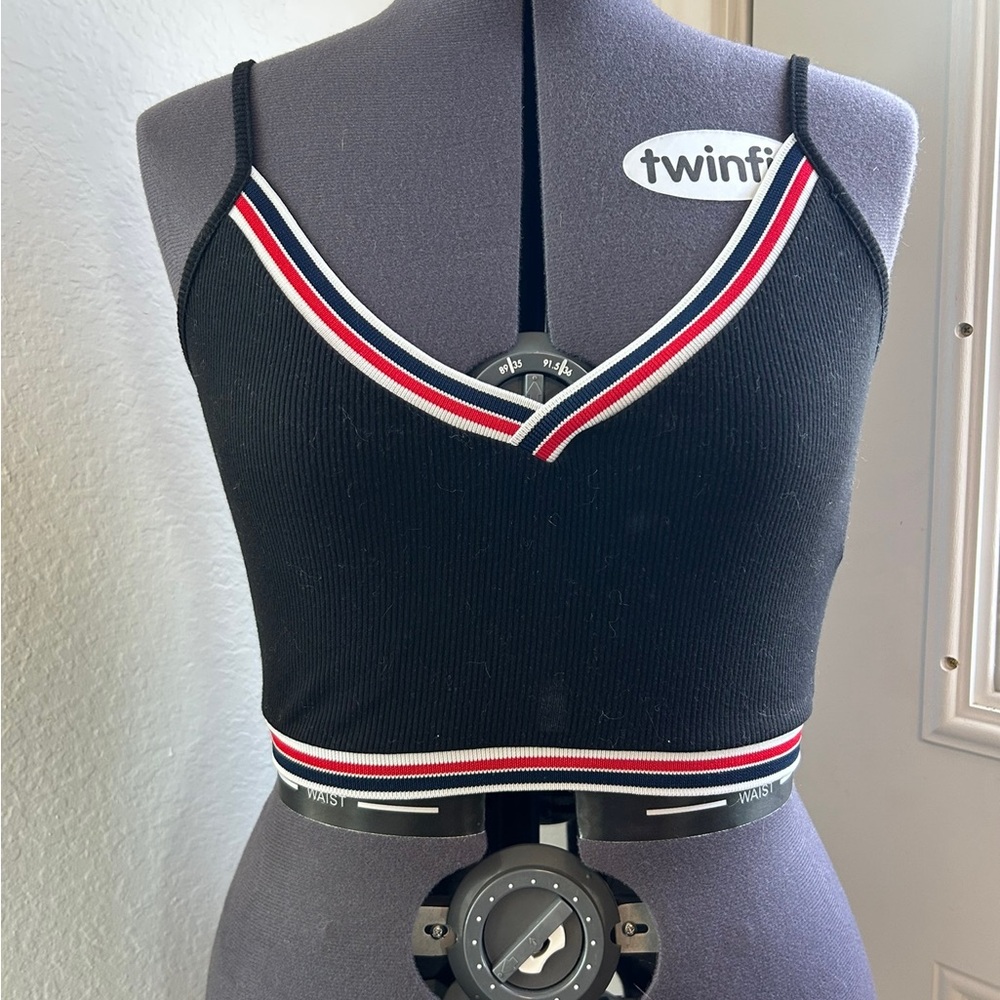SHEIN Black Striped Crop Top